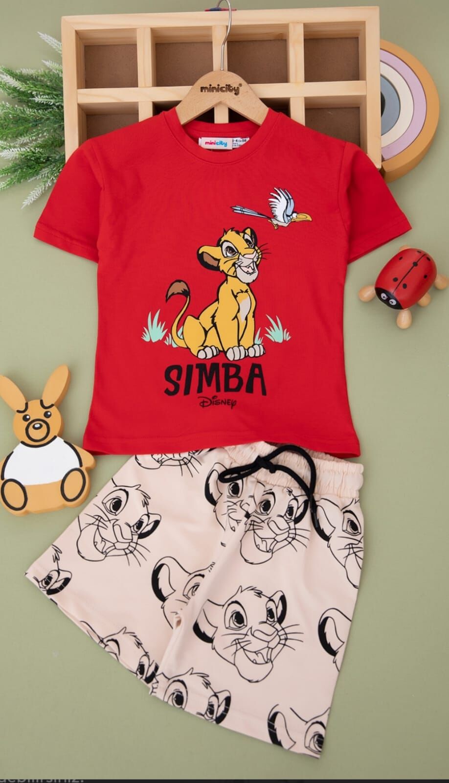 Erkek Çocuk Simba Baskılı Tshirt Ve Şort Alt Üst Takım