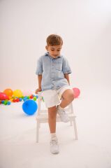 Denim Gömlek Denim Şort Alt Üst Takım