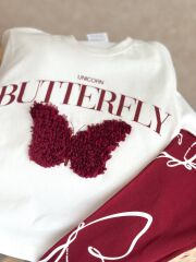 Kız Çocuk 3D Kelebek Detaylı Tshirt Ve Tayt Alt Üst Takımı