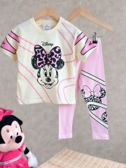 Kız Çocuk Minnie Mouse Detaylı Tshirt ve Tayt Takım