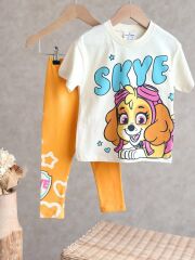 Kız Çocuk Paw Petrol Skye Baskılı Tshirt ve Tayt Takım