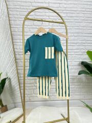 Erkek Çocuk Cep Detaylı Tshirt ve Şort Takım