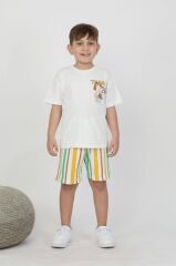 ''Team U Play Cool'' Tenis Oynayan Köpekçikler Baskılı T-Shirt ve Şort Erkek Çocuk Takım