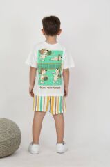 ''Team U Play Cool'' Tenis Oynayan Köpekçikler Baskılı T-Shirt ve Şort Erkek Çocuk Takım
