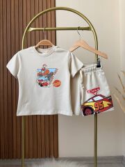 Disney Cars Şimşek McQueen Baskılı Erkek Çocuk T-Shirt ve Şort Takım