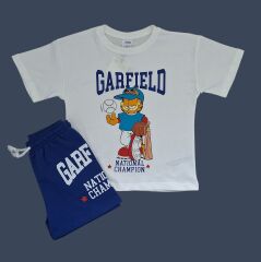 Erkek Çocuk Garfield Baskı Detaylı T-Shirt ve Şort Takım
