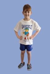 Erkek Çocuk Garfield Baskı Detaylı T-Shirt ve Şort Takım