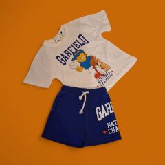 Erkek Çocuk Garfield Baskı Detaylı T-Shirt ve Şort Takım