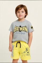 Erkek Çocuk Batman Baskı Detaylı T-Shirt Ve Şort Alt Üst Takım
