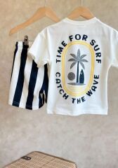 Erkek Çocuk Palmiye Detaylı T-Shirt ve Şort Alt Üst Takım