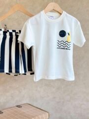 Erkek Çocuk Palmiye Detaylı T-Shirt ve Şort Alt Üst Takım
