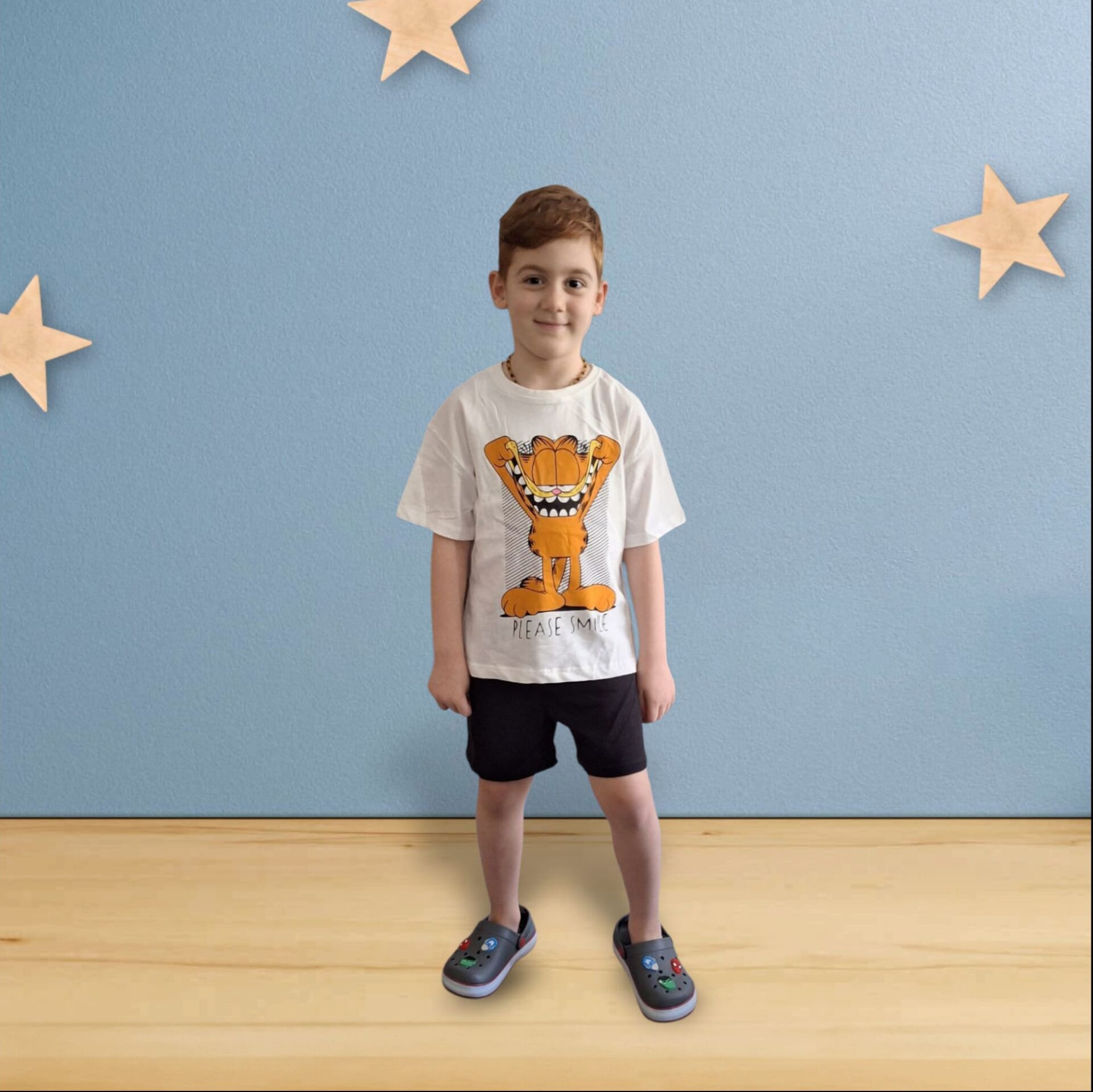 Erkek Çocuk Garfield Baskı Detaylı T-Shirt ve Şort Takım